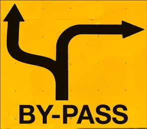 By pass road sign